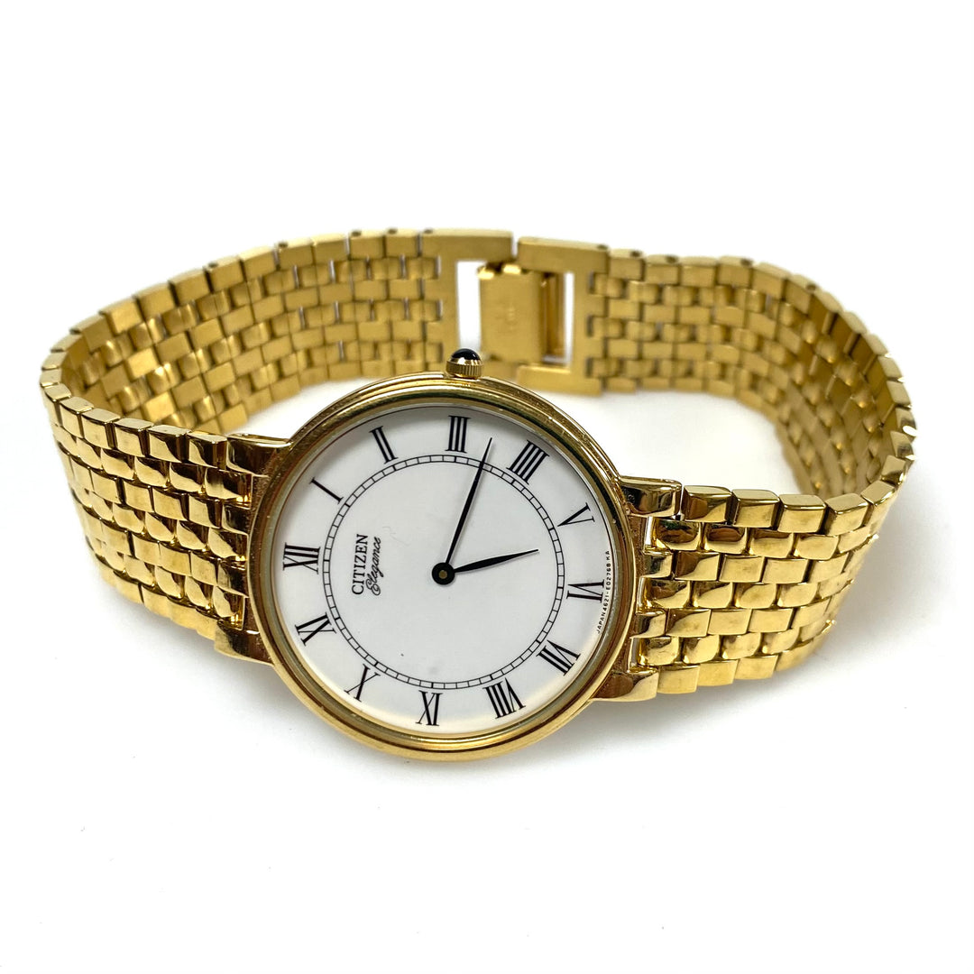 v802 Vintage Citizen Elegance Gold Tone Classic Ultra-thin Dress Quartz Watch