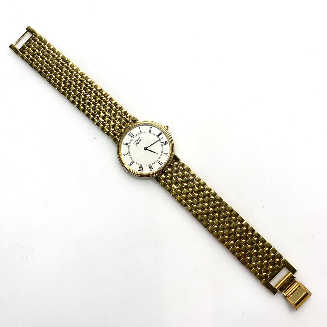 v802 Vintage Citizen Elegance Gold Tone Classic Ultra-thin Dress Quartz Watch