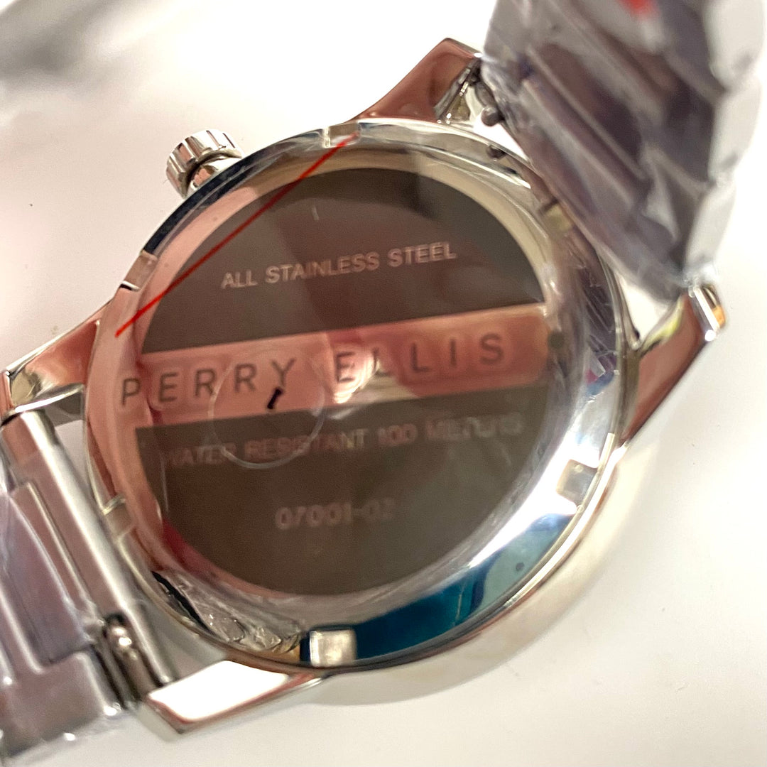 v803 Perry Ellis Slim Line Unisex Stainless Steel Japanese Quartz Wrist Watch