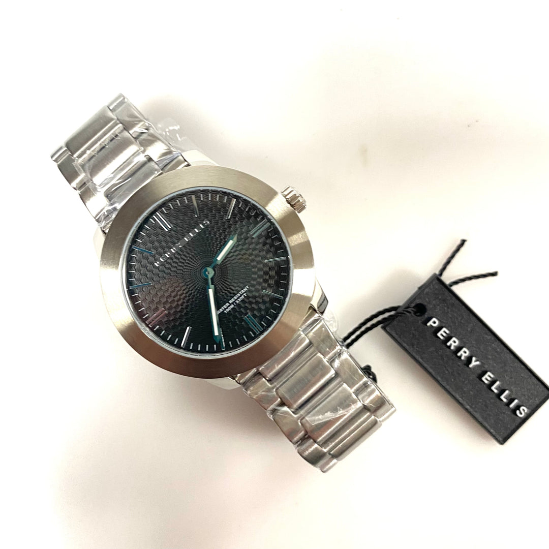 v803 Perry Ellis Slim Line Unisex Stainless Steel Japanese Quartz Wrist Watch