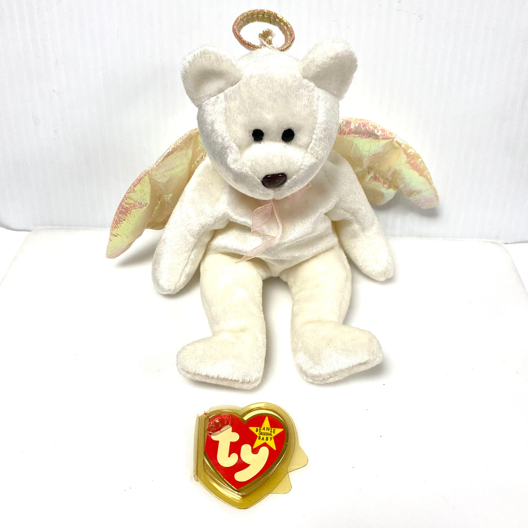 v807 Vintage Ty Beanie Baby "Halo" Angel Bear collectible plush toy 1998 NWT