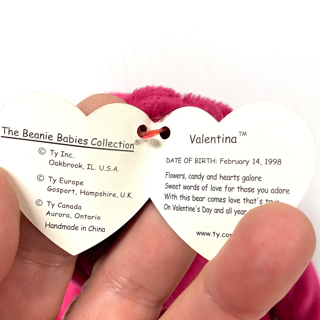 v808 Vintage Ty Beanie Baby "Valentina" the Bear collectible plush toy 1998 NWT