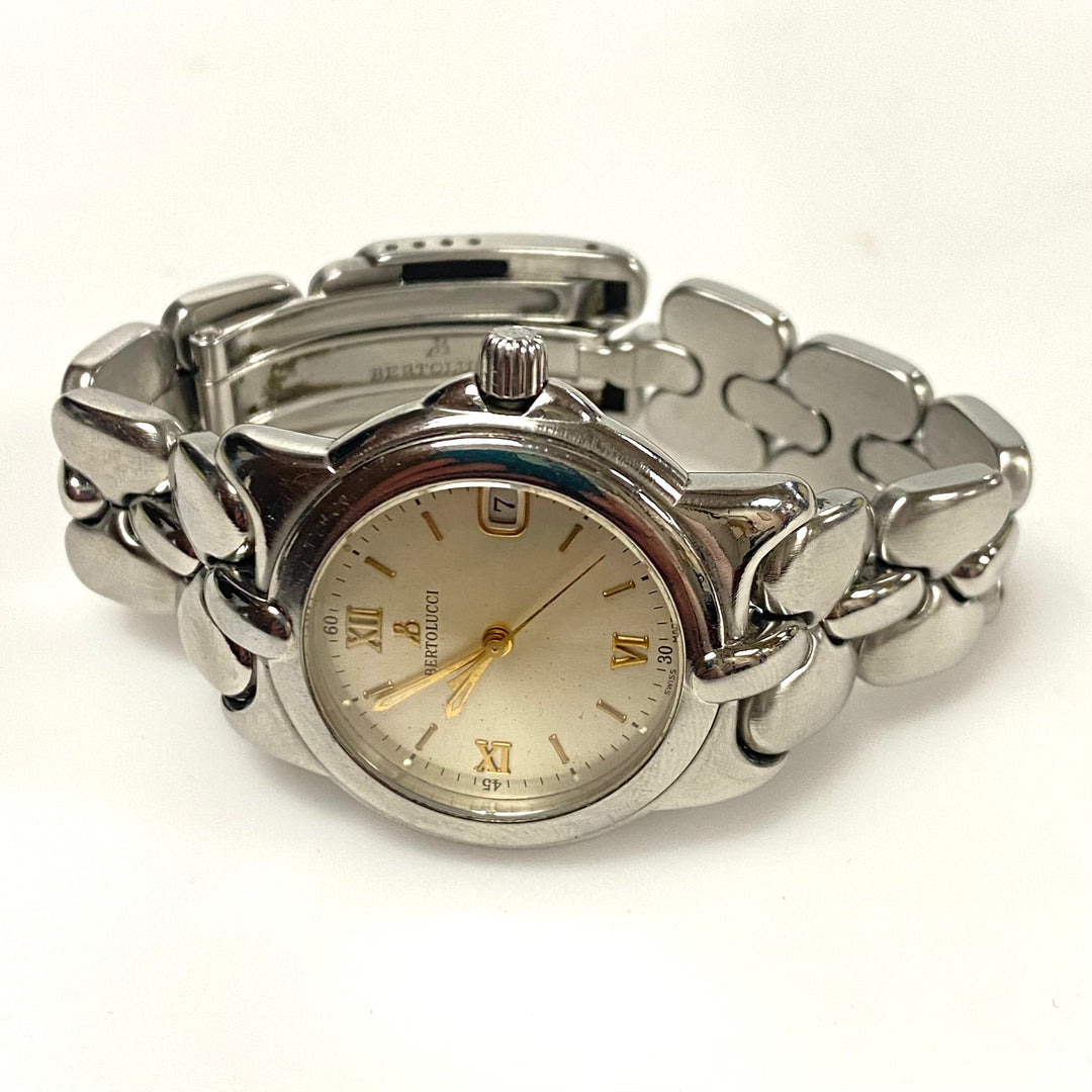 v817 Vintage Bertolucci Pulchra Stainless Steel Swiss Quartz Mov't Wrist Watch