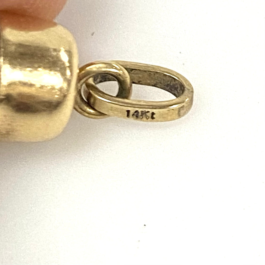 v819 Vintage 14k Yellow Gold Glass Bottle Lightbulb Charm Pendant Gold Shavings