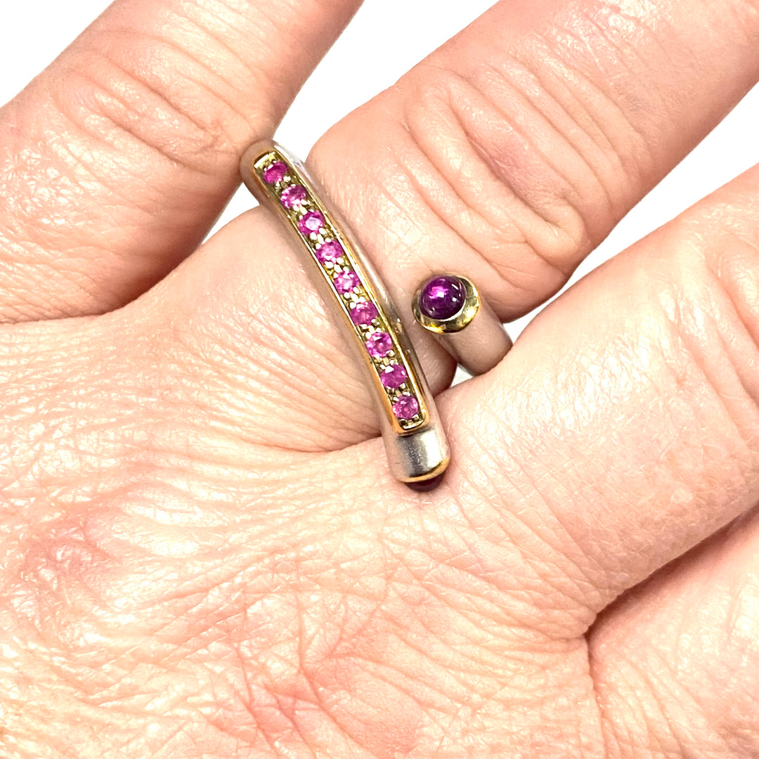 v820 Juviet Modernist Wrap-around "bypass" or "snake" Style Sterling Silver Ring Size 6.75