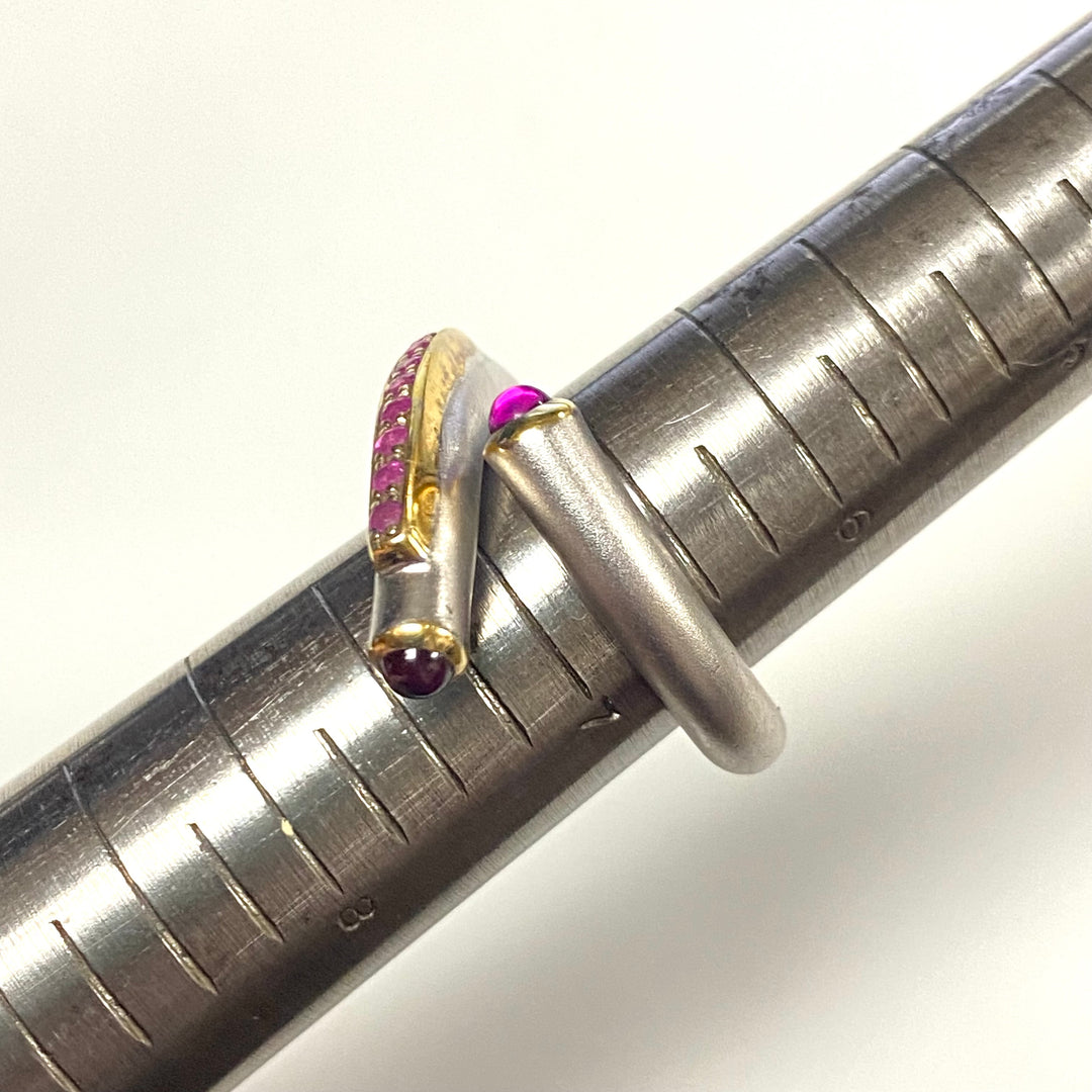v820 Juviet Modernist Wrap-around "bypass" or "snake" Style Sterling Silver Ring Size 6.75