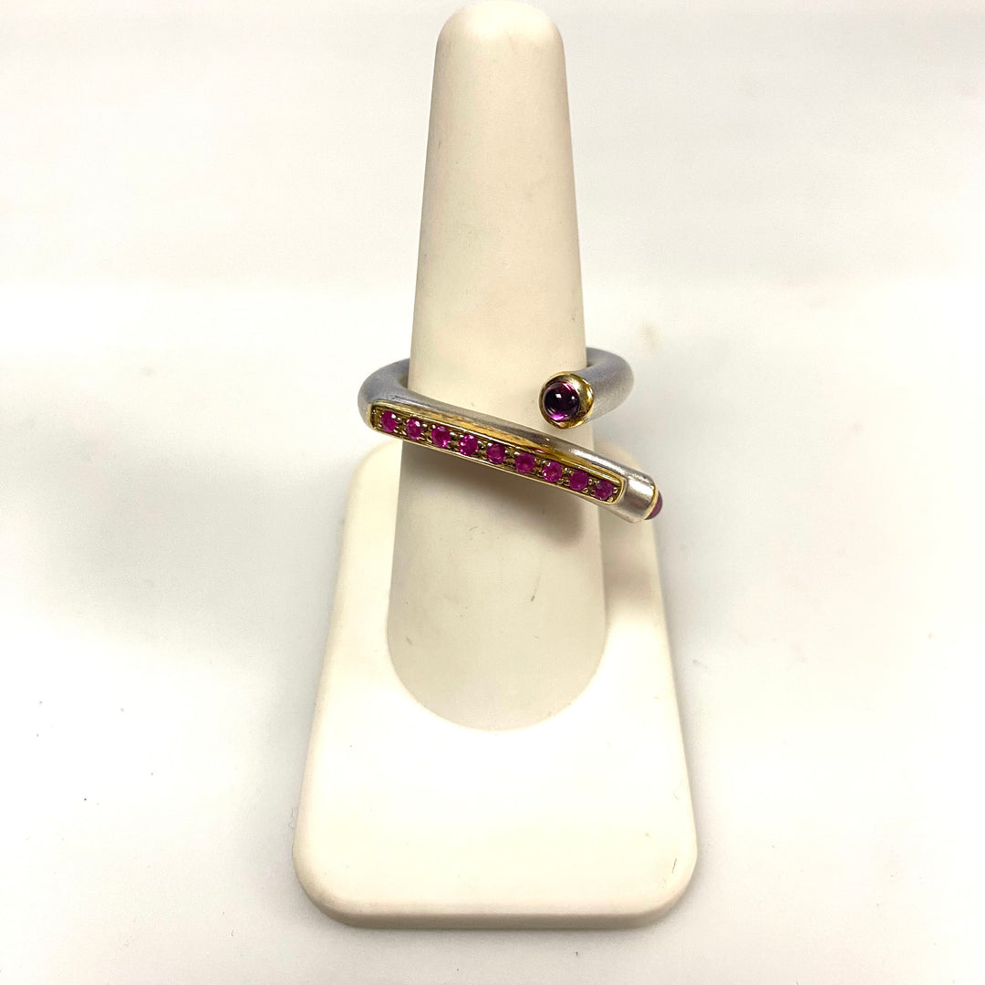 v820 Juviet Modernist Wrap-around "bypass" or "snake" Style Sterling Silver Ring Size 6.75