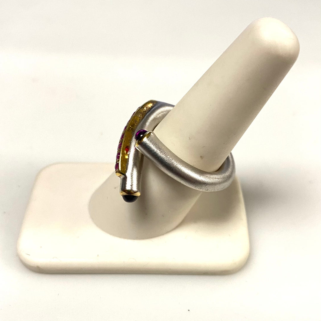 v820 Juviet Modernist Wrap-around "bypass" or "snake" Style Sterling Silver Ring Size 6.75