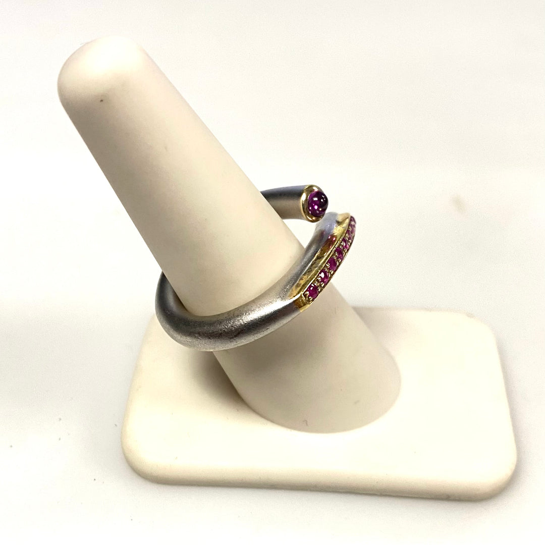 v820 Juviet Modernist Wrap-around "bypass" or "snake" Style Sterling Silver Ring Size 6.75