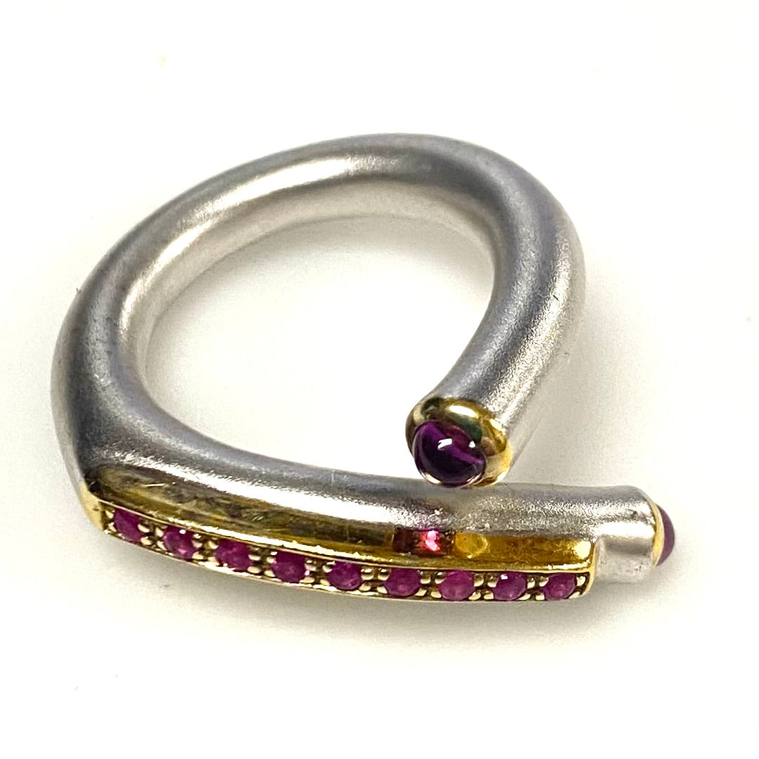 v820 Juviet Modernist Wrap-around "bypass" or "snake" Style Sterling Silver Ring Size 6.75