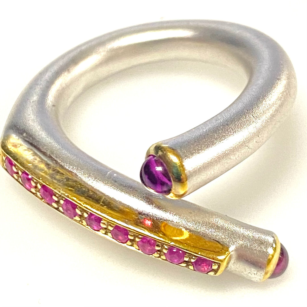 v820 Juviet Modernist Wrap-around "bypass" or "snake" Style Sterling Silver Ring Size 6.75