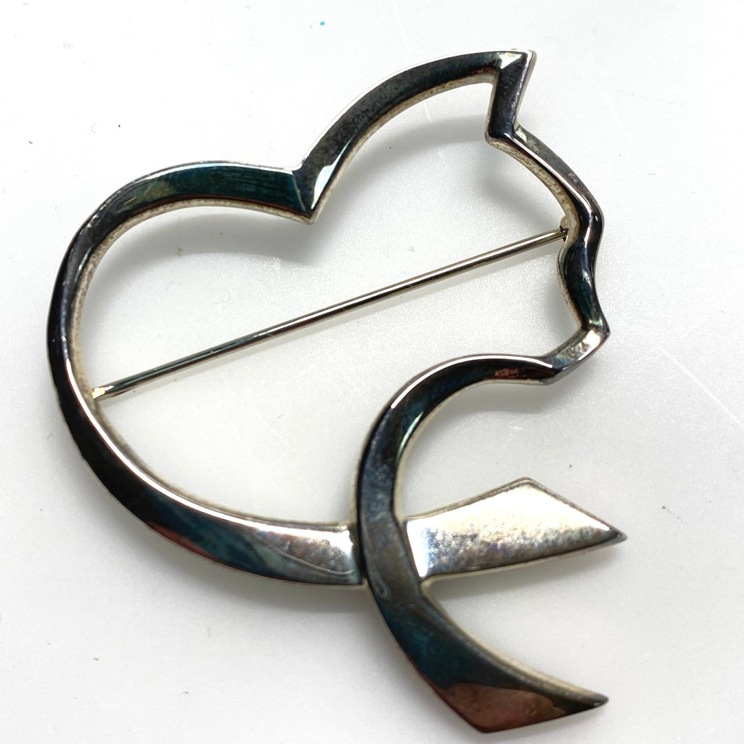 v821 Tiffany & Co. Paloma Picasso Open Heart Cat's Head Brooch Sterling Silver