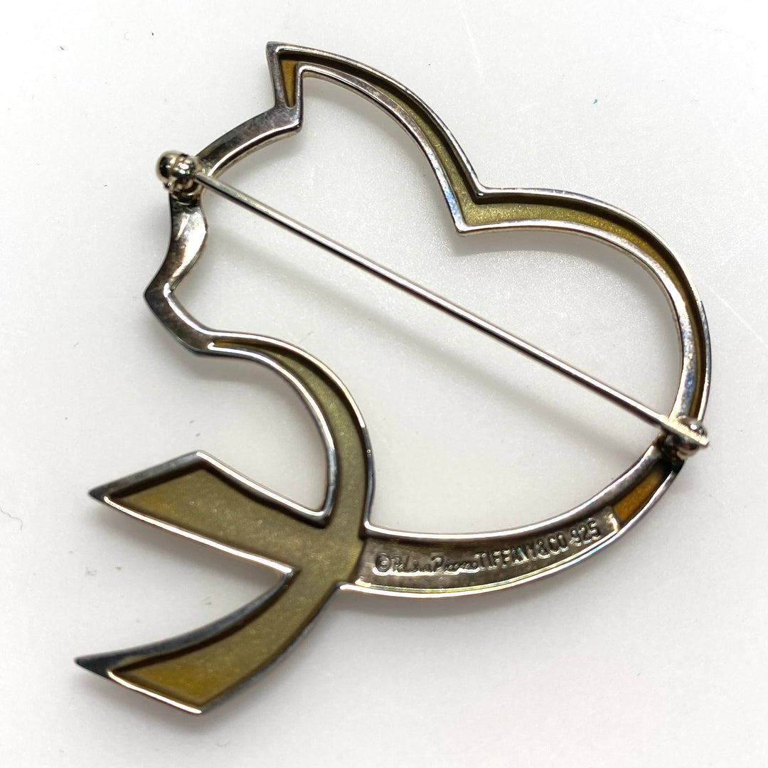 v821 Tiffany & Co. Paloma Picasso Open Heart Cat's Head Brooch Sterling Silver