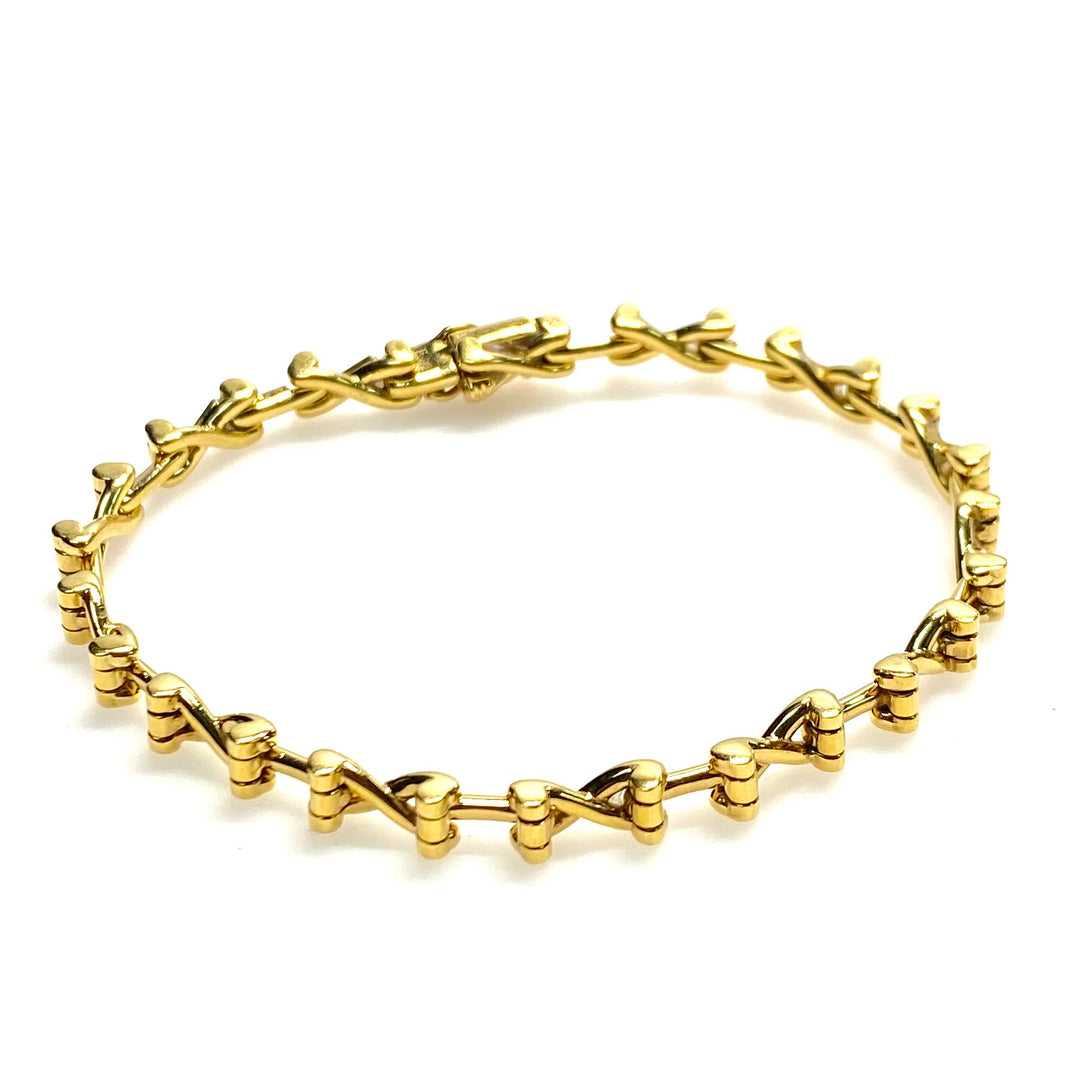 v822 Vintage Tiffany & Co. Jean Schlumberger 18k Yellow Gold X Link Bracelet