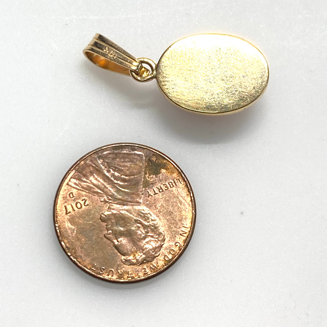 v824 Vintage Fire Glass Opal "Dragon's Breath" Cabochon 18k Yellow Gold Pendant
