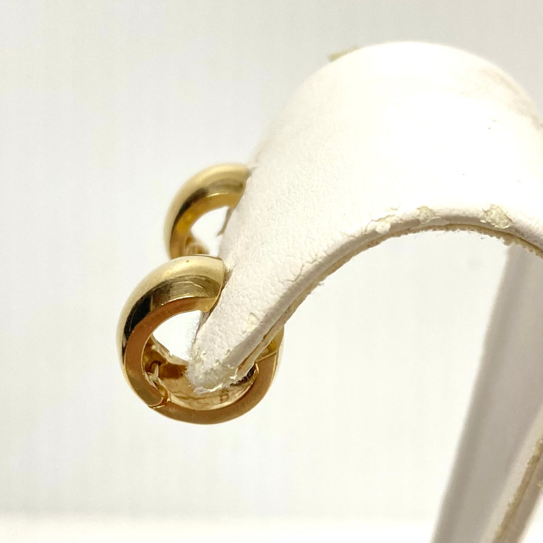 v826 Vintage JCC 14k Yellow Gold Wide "huggie" or "puffy" Hoop Pierced Earrings
