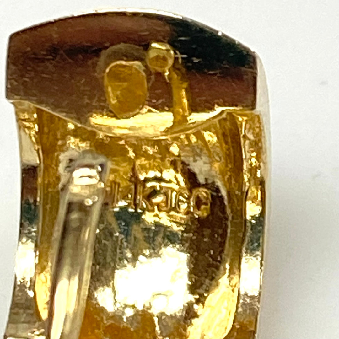 v826 Vintage JCC 14k Yellow Gold Wide "huggie" or "puffy" Hoop Pierced Earrings
