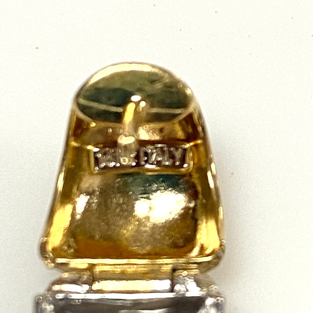 v827 Vintage 14k Yellow White Gold Wide "huggie" or "puffy" Hoop Pierced Earrings