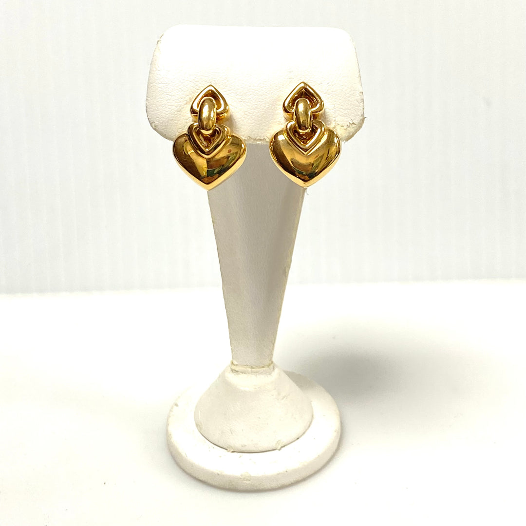 v828 Vintage Bvlgari Doppio Cuore (Double Heart) 18K Yellow Gold clip-on Earrings