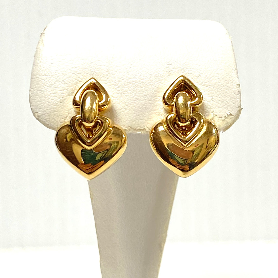 v828 Vintage Bvlgari Doppio Cuore (Double Heart) 18K Yellow Gold clip-on Earrings
