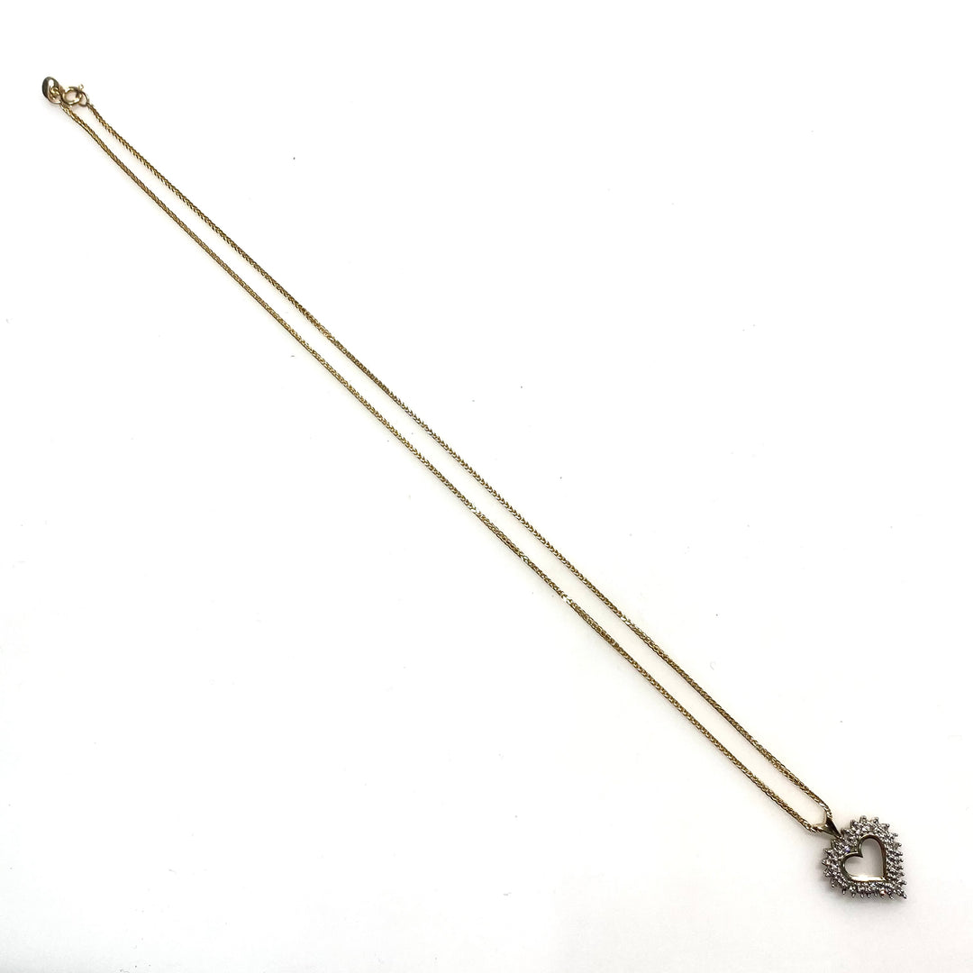 v831 Vintage 10K Yellow Gold Heart Pendant 14k Yellow Gold Chain Necklace 18"