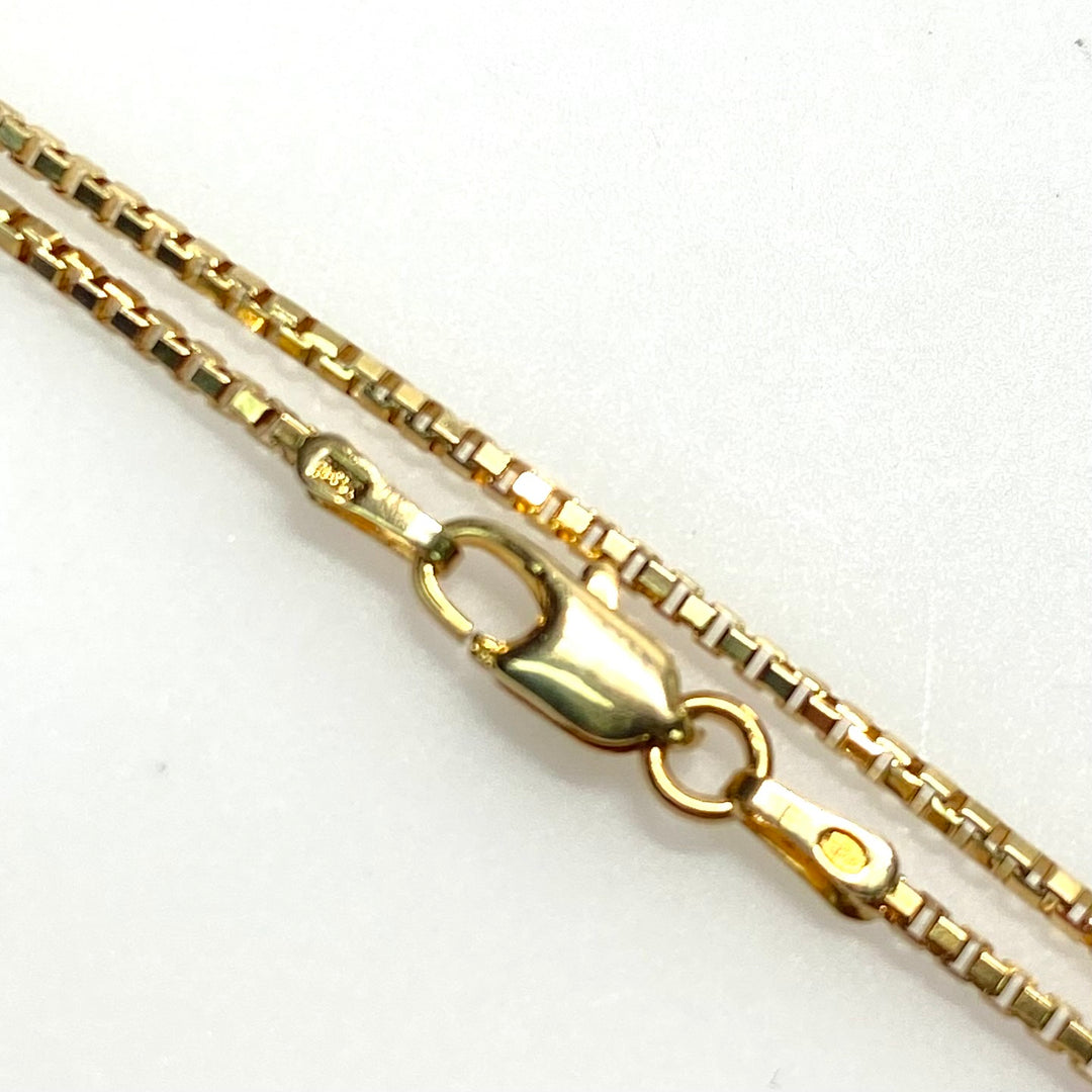 v832 Vintage Open Heart Pendant 14K Yellow Gold Halo of Stones Necklace 18" Long