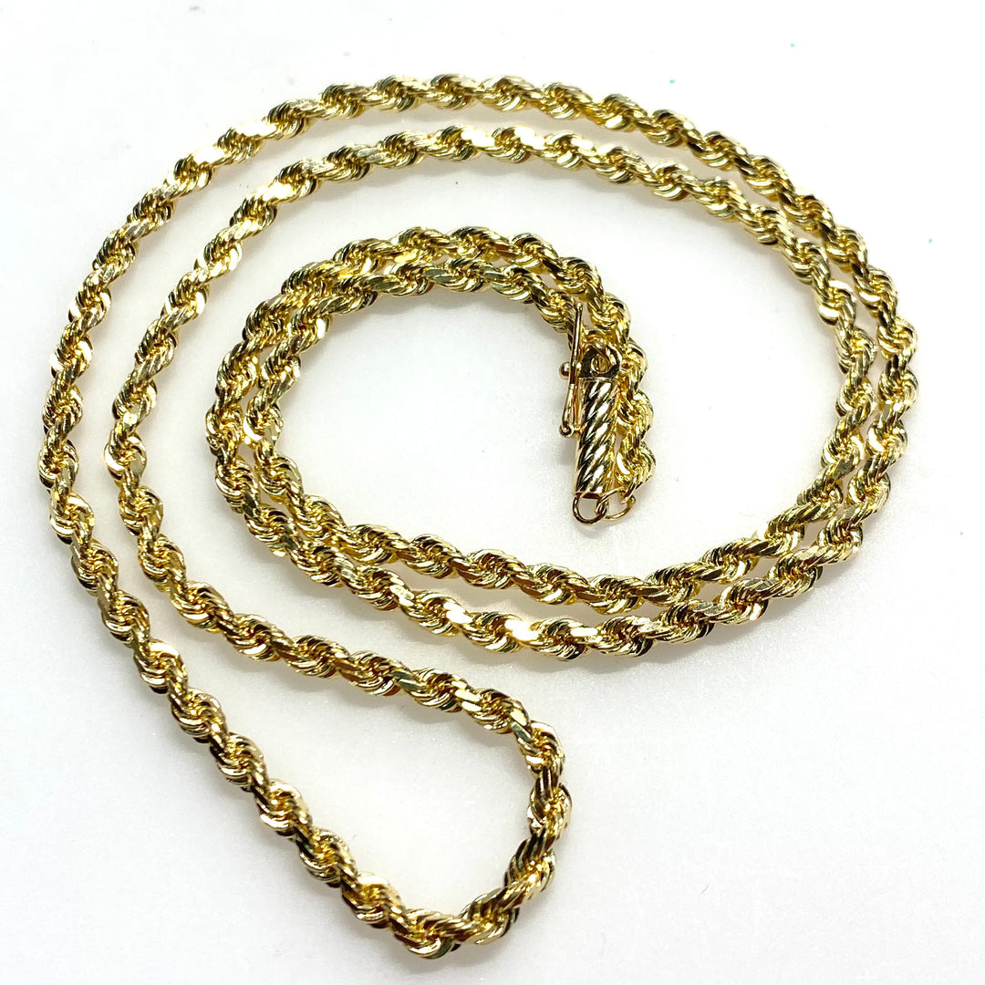 v833 Vintage 14k Yellow Gold Twisted Link Chain Necklace 20 " box-style clasp