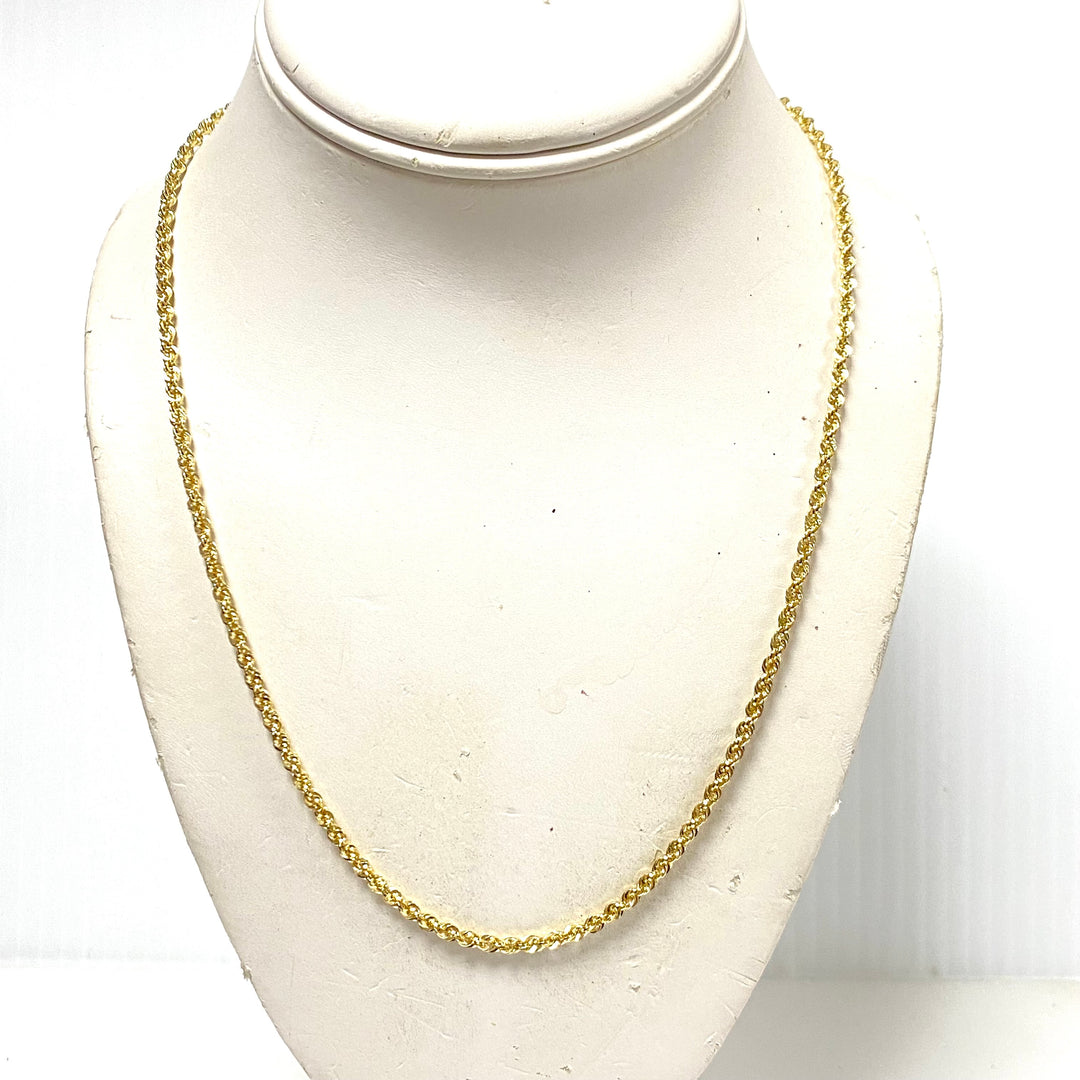 v834 Vintage 14k Yellow Gold Twisted Link Chain Necklace 20" Long Lobster clasp