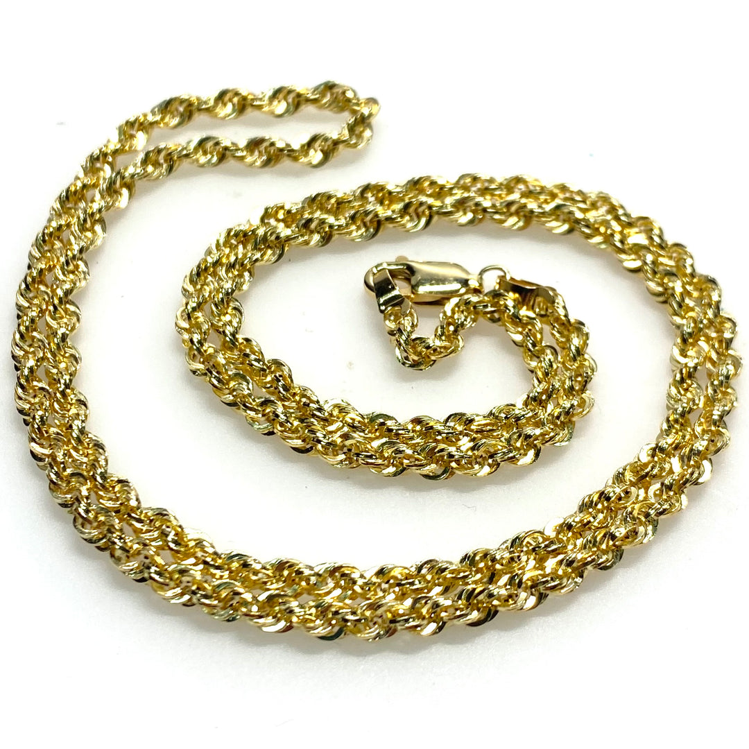 v834 Vintage 14k Yellow Gold Twisted Link Chain Necklace 20" Long Lobster clasp
