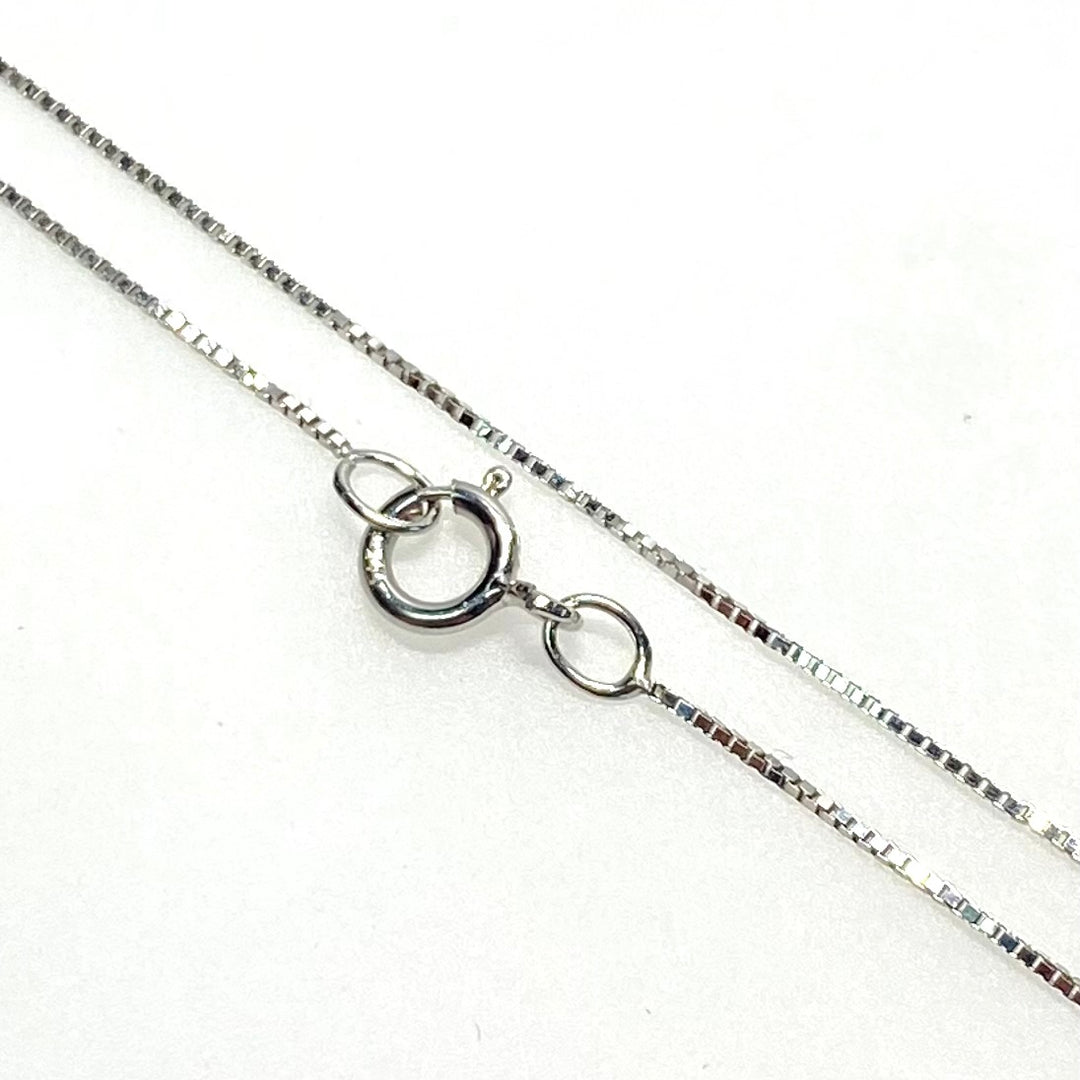 v835 Vintage 14k White Gold Box Link Chain Necklace 18" Long