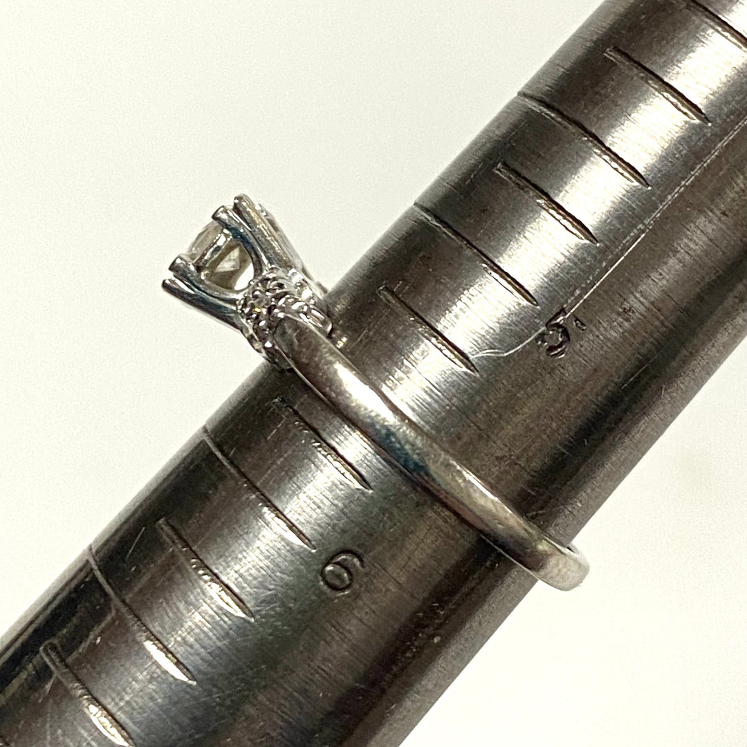 v840 Vintage 14K White Gold Art Deco Style Engagement ring Diamond Size 5.5