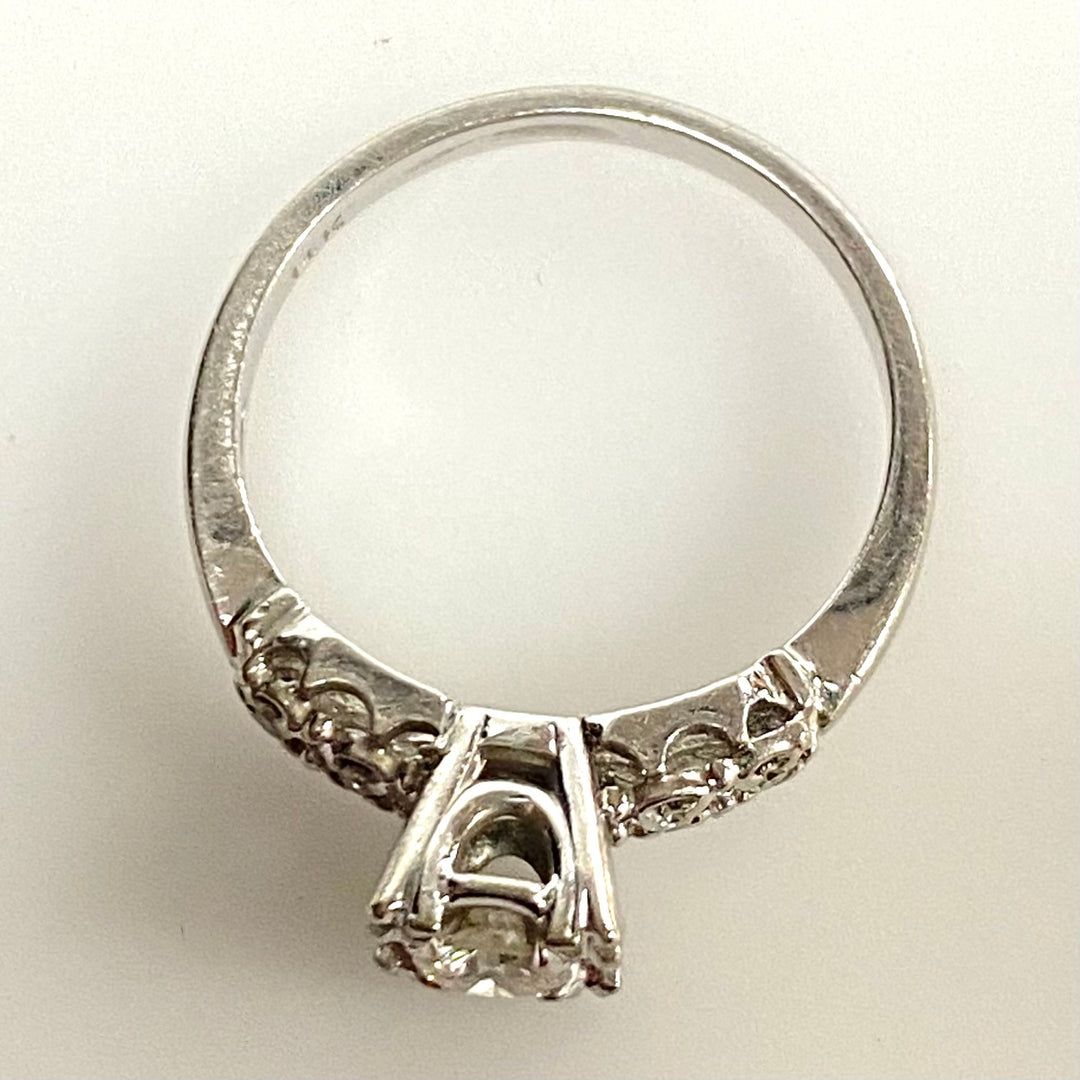 v840 Vintage 14K White Gold Art Deco Style Engagement ring Diamond Size 5.5