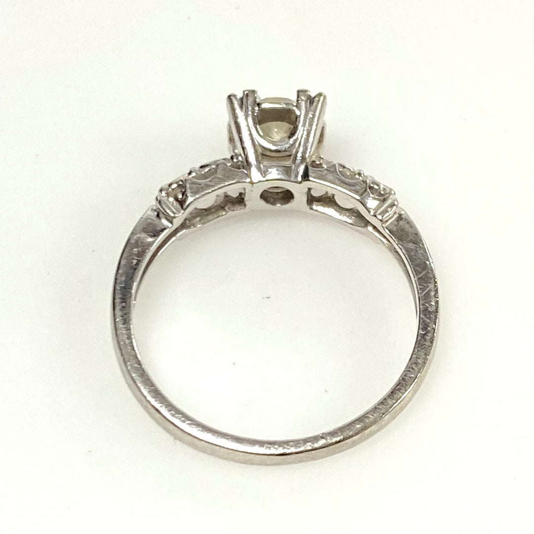 v840 Vintage 14K White Gold Art Deco Style Engagement ring Diamond Size 5.5