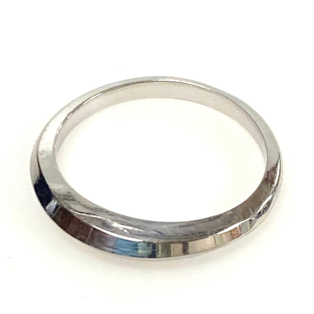 v842 Vintage 14K White Gold Slim Profile Wedding Band Stacking Ring Size 5.5