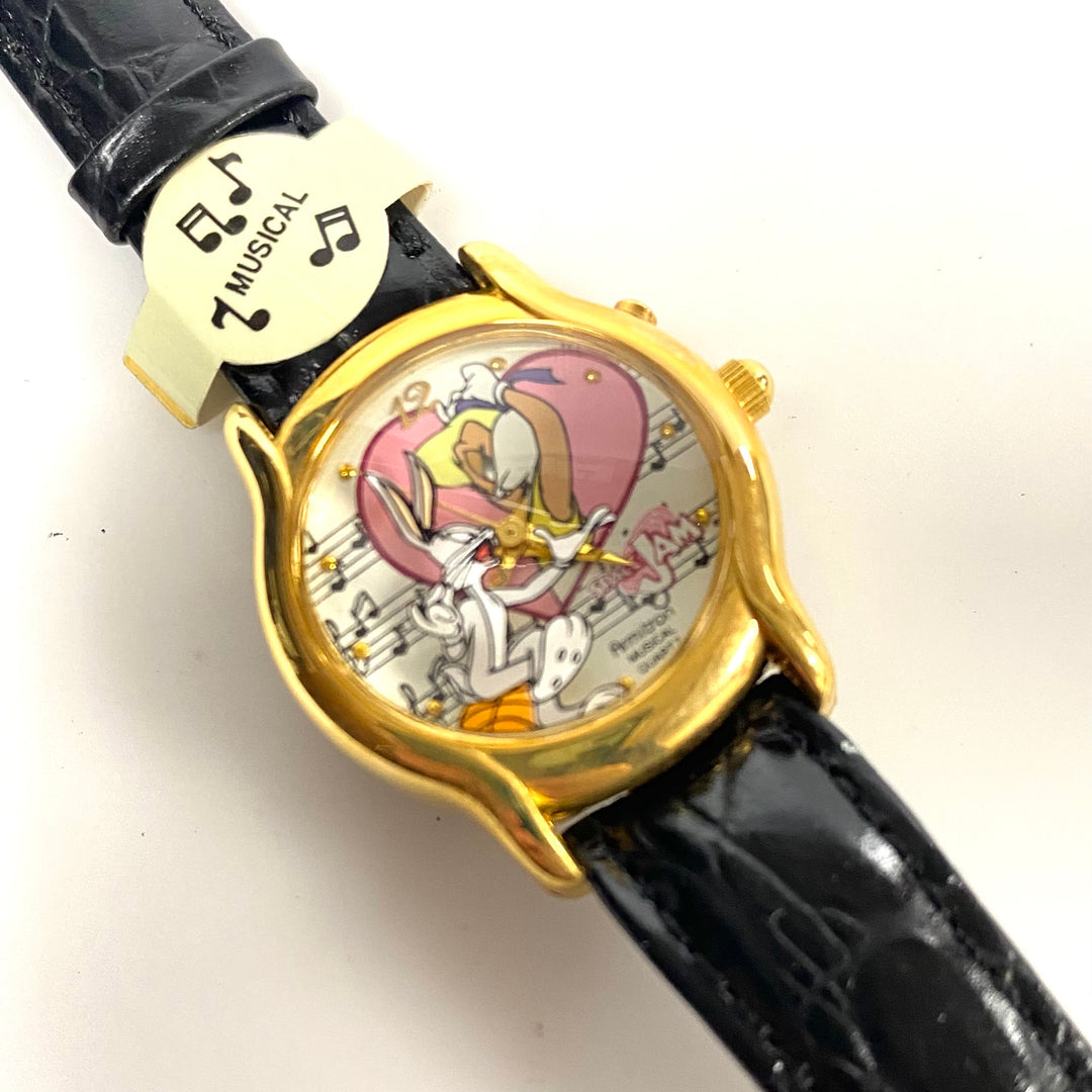 v847 vintage 1990s Warner Bros. Space Jam Musical Wrist watch Bugs & Lola Bunny