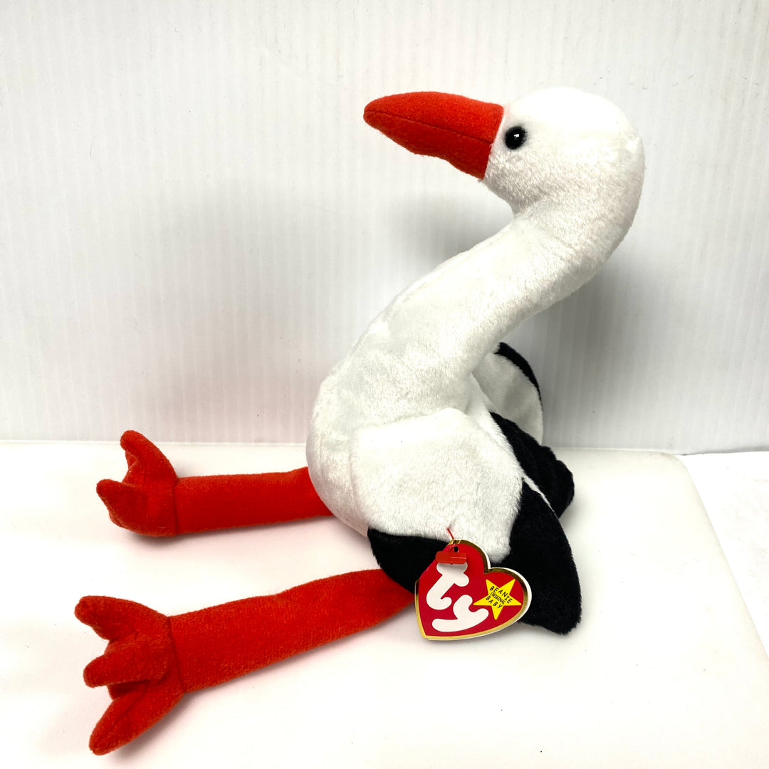 v856 Vintage Ty Beanie Baby collectible toy named "Stilts" the Stork 1998 NWT