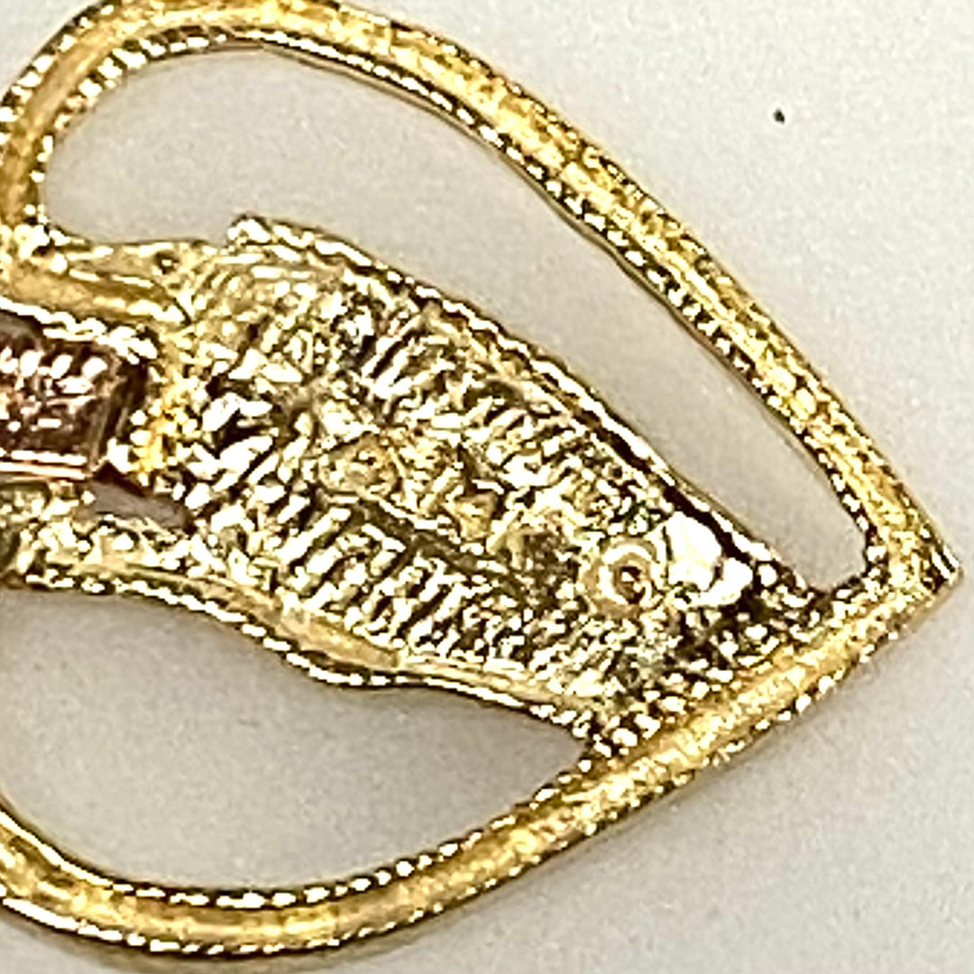 v859 Vintage 14k Two-Tone Gold Praying Hands with Cross and Heart Pendant Charm