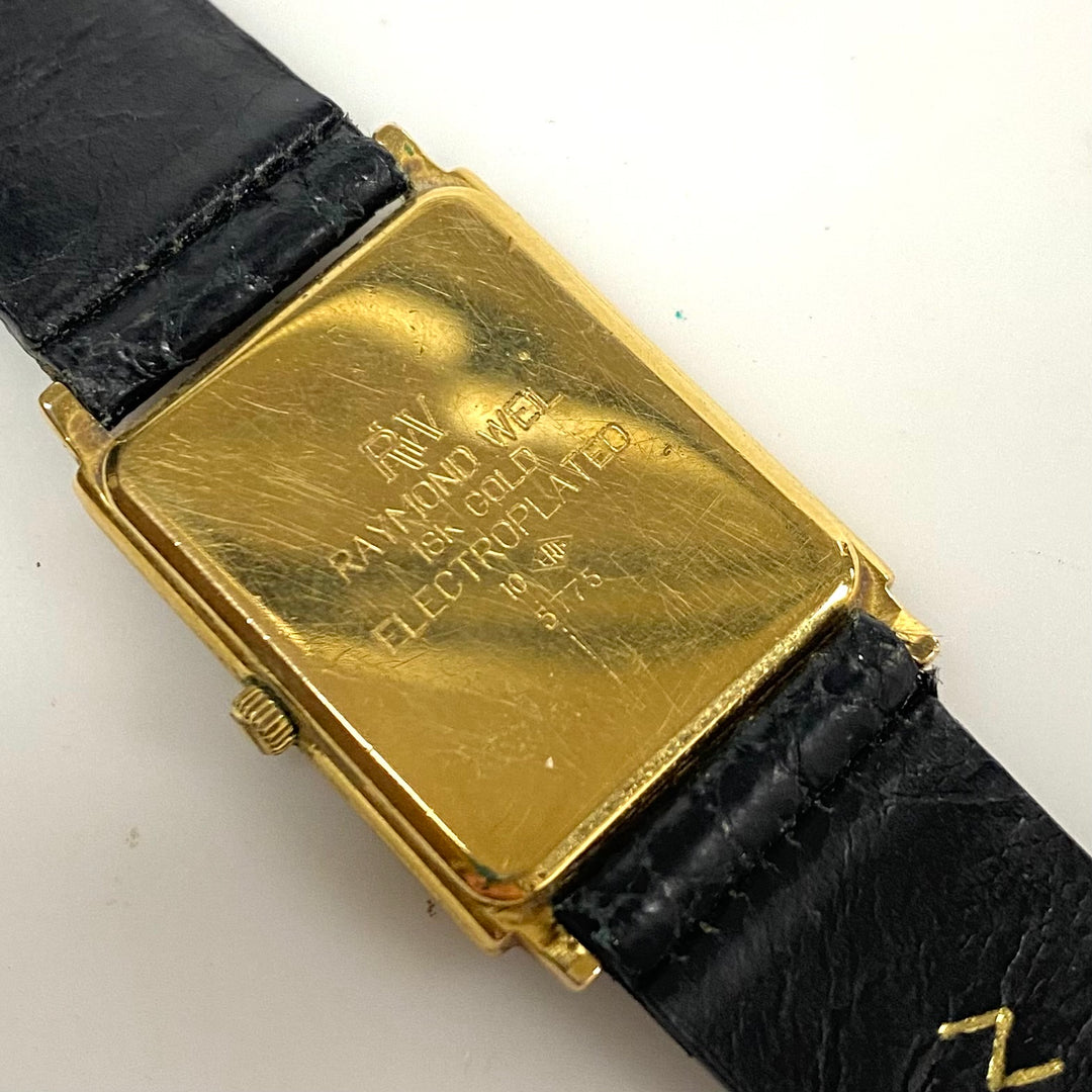 v861 Vintage Raymond Weil 18K Yellow Gold Genève "Tradition" #5775 Wrist Watch