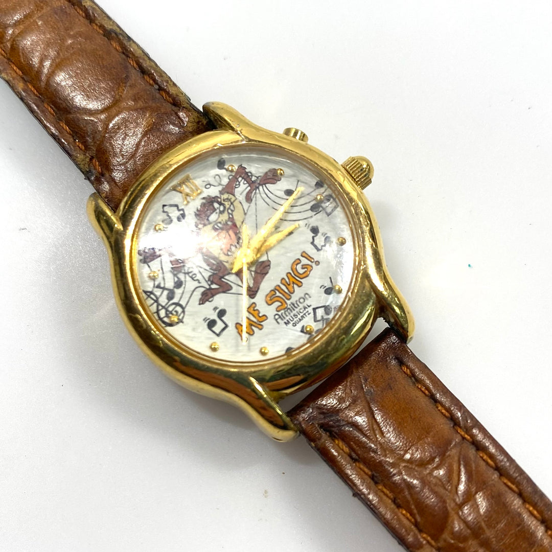 v863 Vintage 1994 Armitron Warner Bros Tasmanian Devil (Taz) Musical Wrist Watch "Me Sing!"