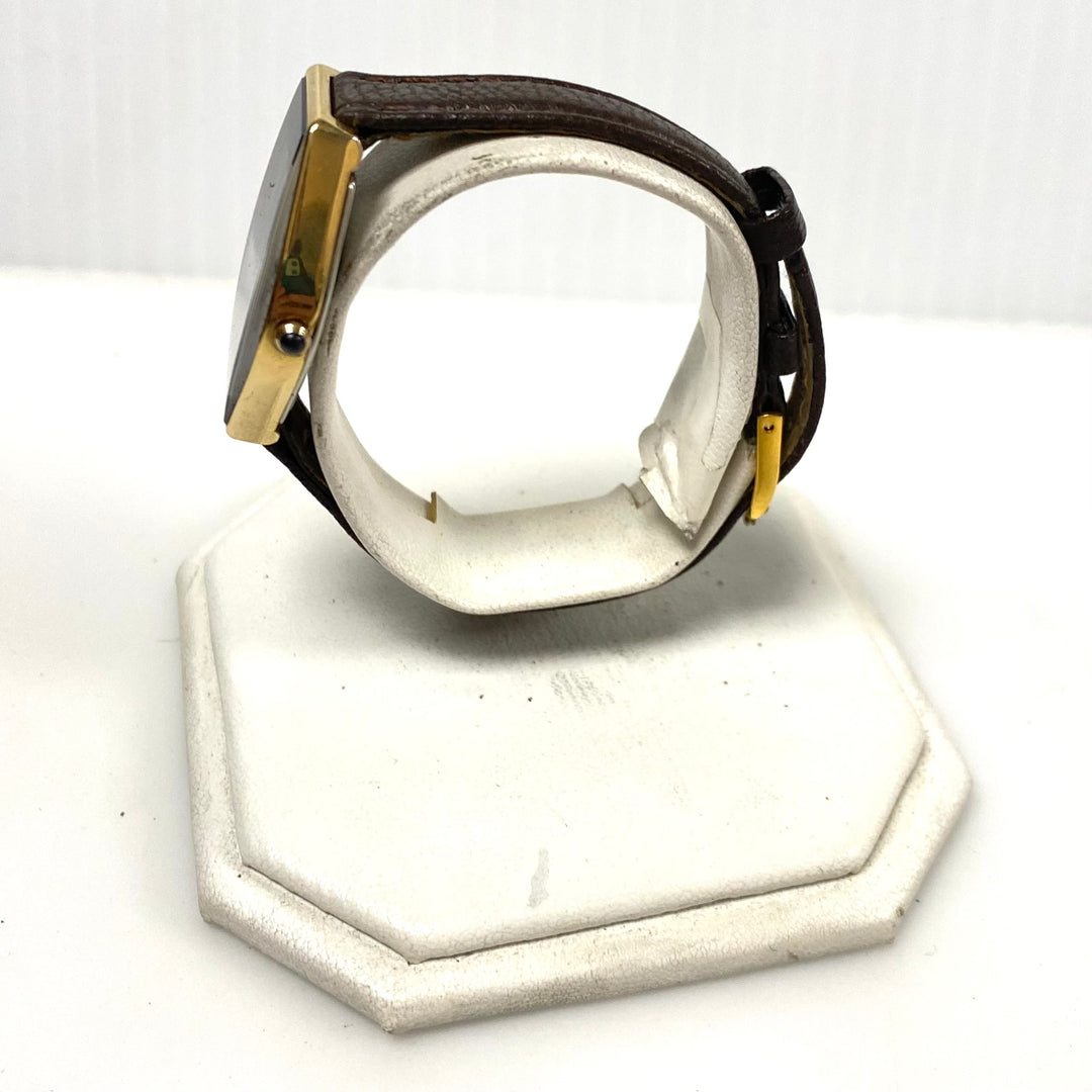v864 Vintage SEIKO Rare Blue Tone Half Moon Asymmetrical Case Quartz Wrist Watch