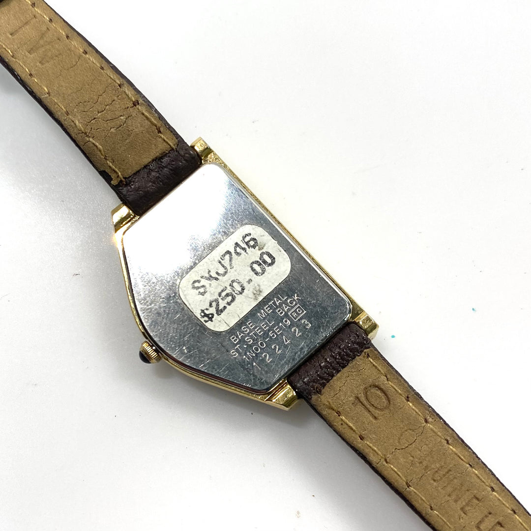 v864 Vintage SEIKO Rare Blue Tone Half Moon Asymmetrical Case Quartz Wrist Watch
