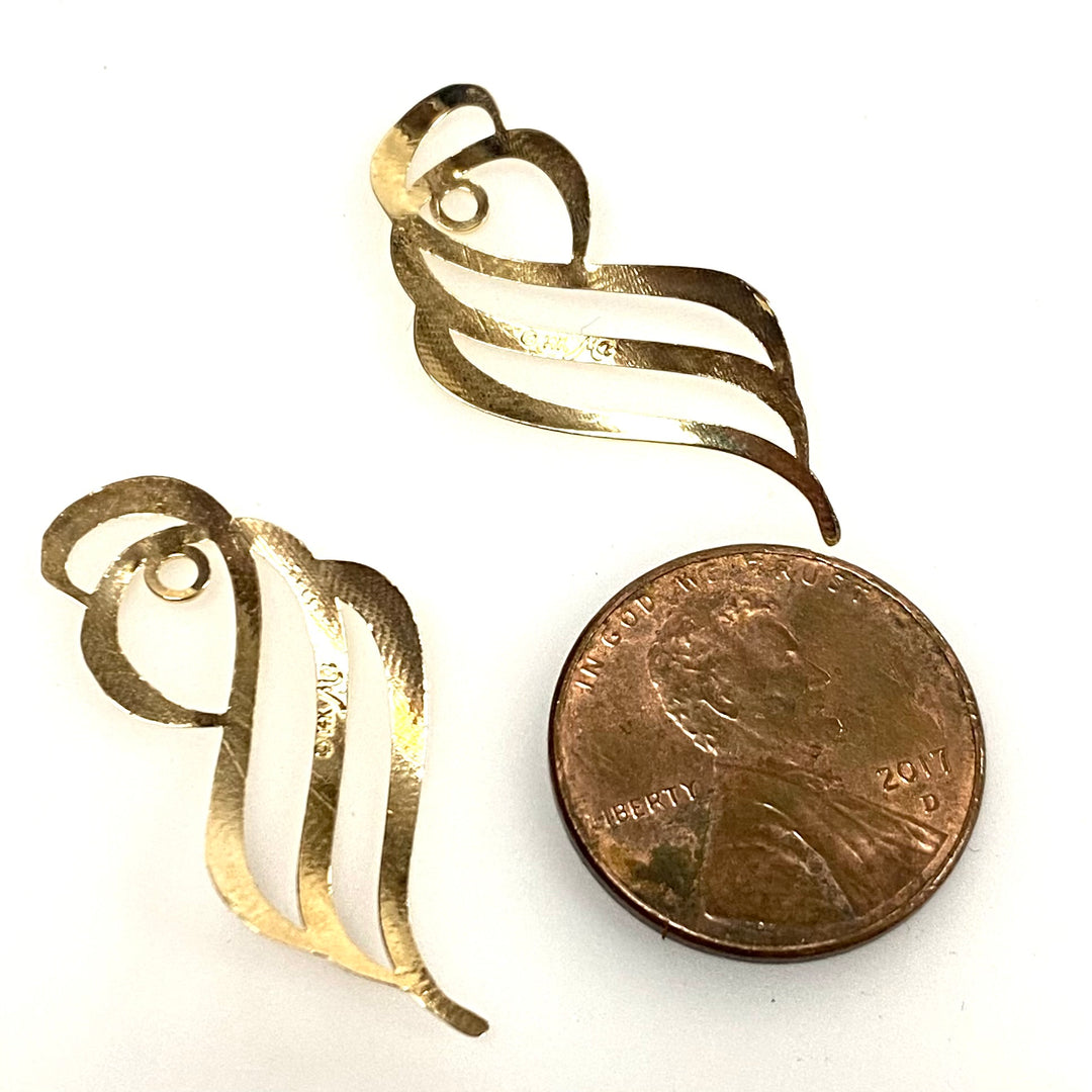 v866 Vintage 14k Yellow Gold Diamond-Cut Wavy Jackets for Earrings Design by Michael Anthony