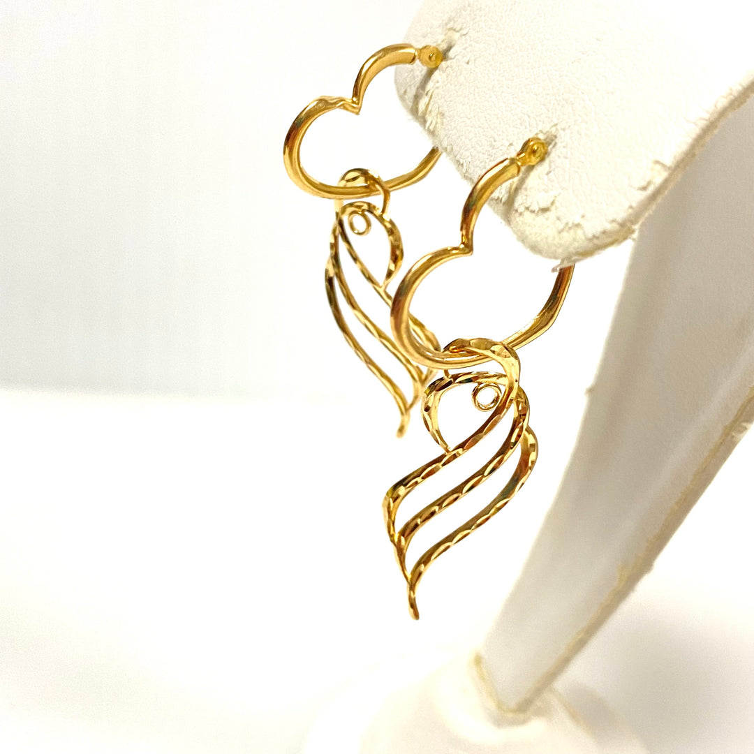 v866 Vintage 14k Yellow Gold Diamond-Cut Wavy Jackets for Earrings Design by Michael Anthony