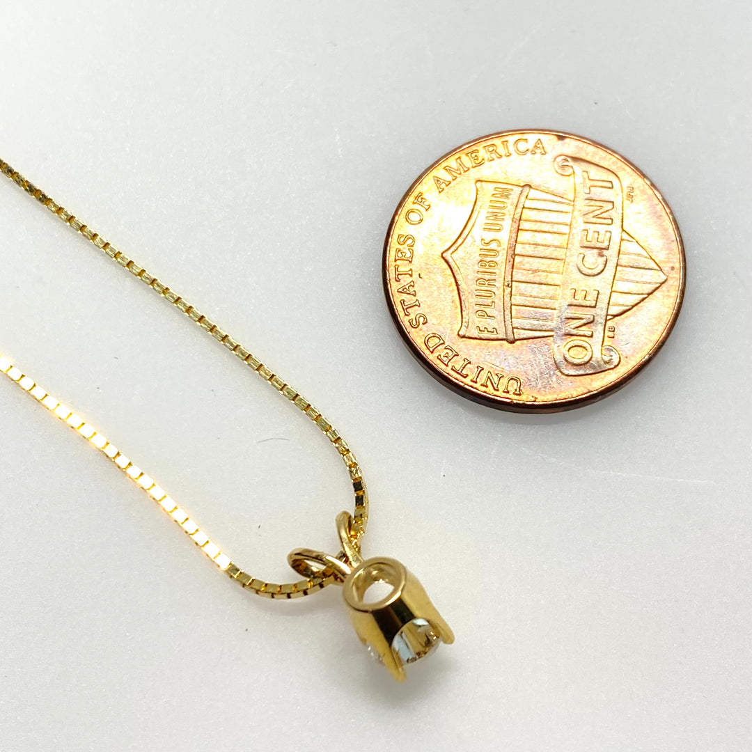 v876 Vintage Classic 14K Yellow Gold 0.5cts Diamond Solitaire Pendant 20" Chain