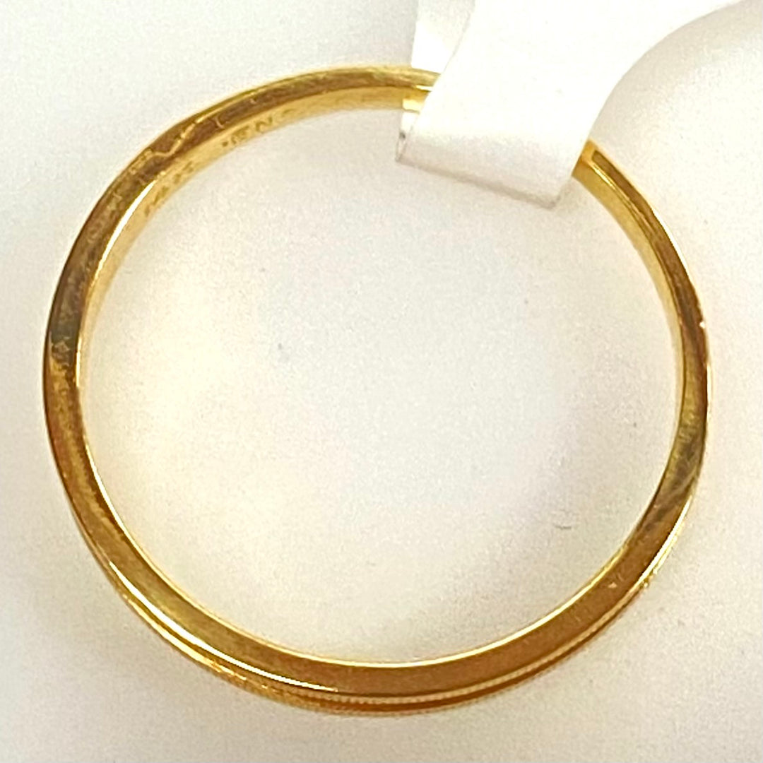 v893 Vintage 14k Yellow Gold Textured "reeded" or coin edge Design Band Ring 7.5