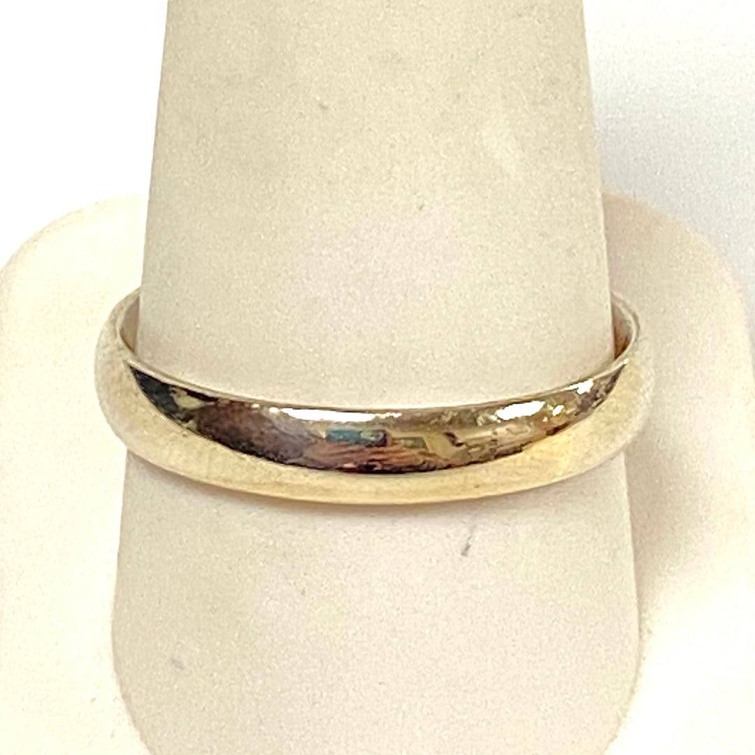 v894 Vintage 14k White Gold Classic Plain Domed Wedding Band Ring Size 10.25