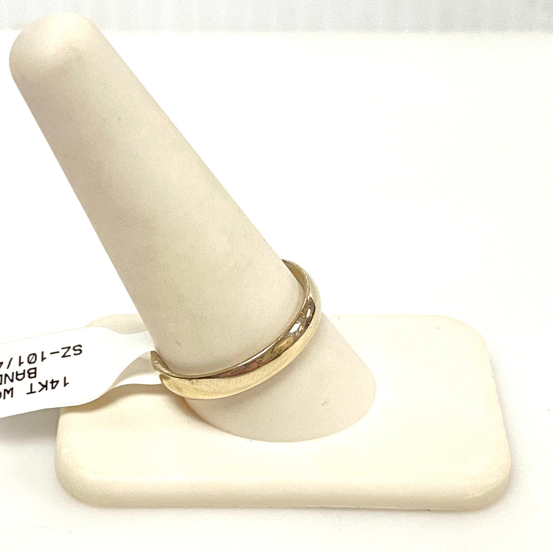 v894 Vintage 14k White Gold Classic Plain Domed Wedding Band Ring Size 10.25