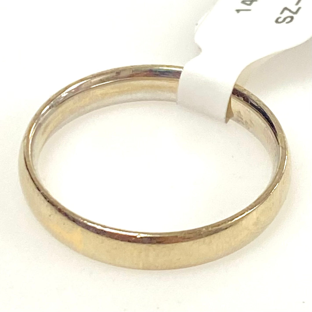 v894 Vintage 14k White Gold Classic Plain Domed Wedding Band Ring Size 10.25