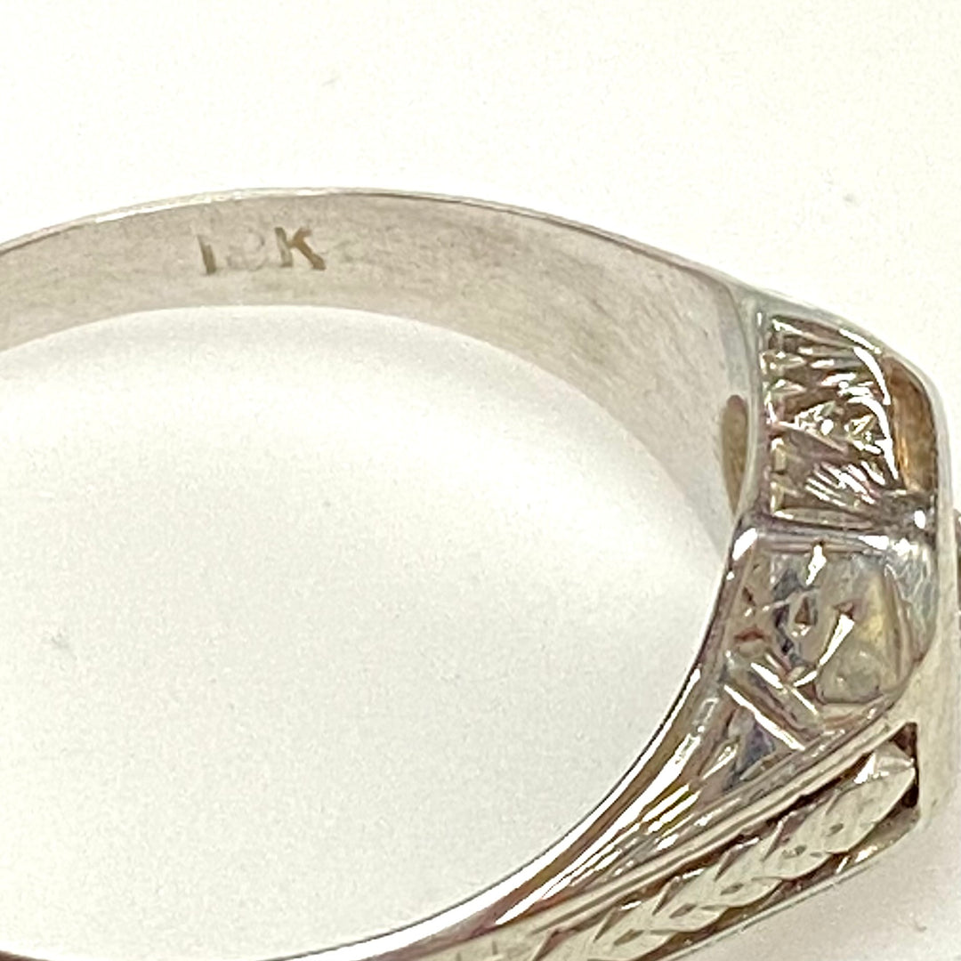 v897 Vintage 14k White Gold Art Deco Diamond Geometric Setting Ring Size 9.75