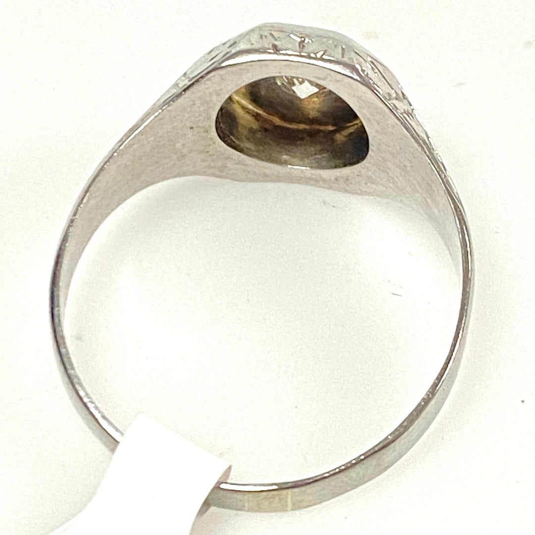 v897 Vintage 14k White Gold Art Deco Diamond Geometric Setting Ring Size 9.75